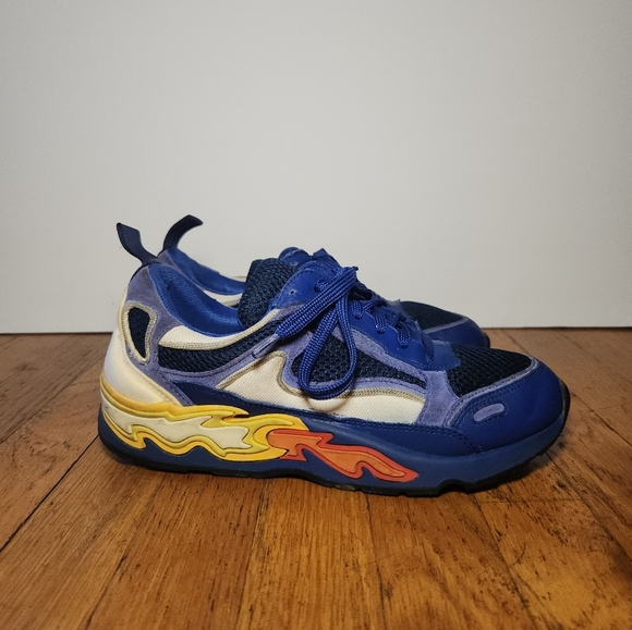 Sandro - Flame Navy Blue Low Top Mixed Media Sneakers - Picture 3 of 12